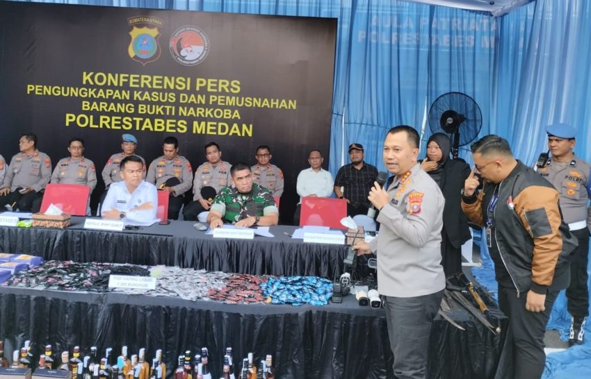 300 Hari Kepemimpinan Kapolrestabes Medan, 1.187 Kasus Narkoba Diungkap, 1.434 Tersangka Ditangkap