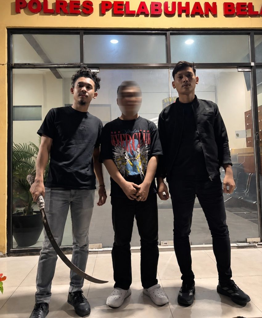 Diduga Hendak Tawuran, Tim Macan Polres Belawan Tangkap Pria Bersajam