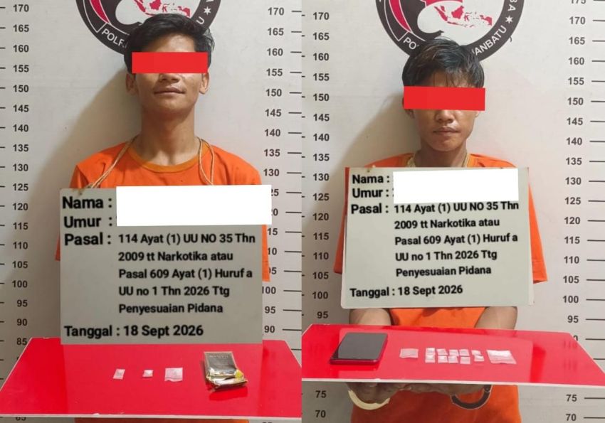 Jualan Sabu di Depan Polres Labuhanbatu, 2 Pemuda Ditangkap Satresnarkoba