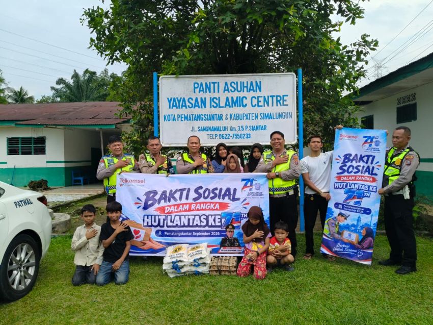 Sat Lantas Polres Pematangsiantar Salurkan Bansos ke Panti Asuhan