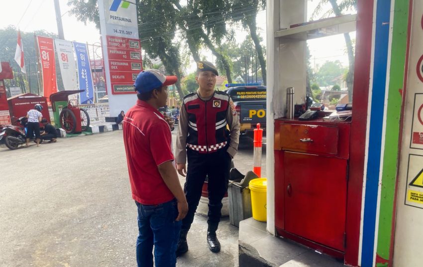 Antisipasi Gangguan Kamtibmas, Sat Samapta Polres Pematangsiantar Patroli di Sejumlah SPBU