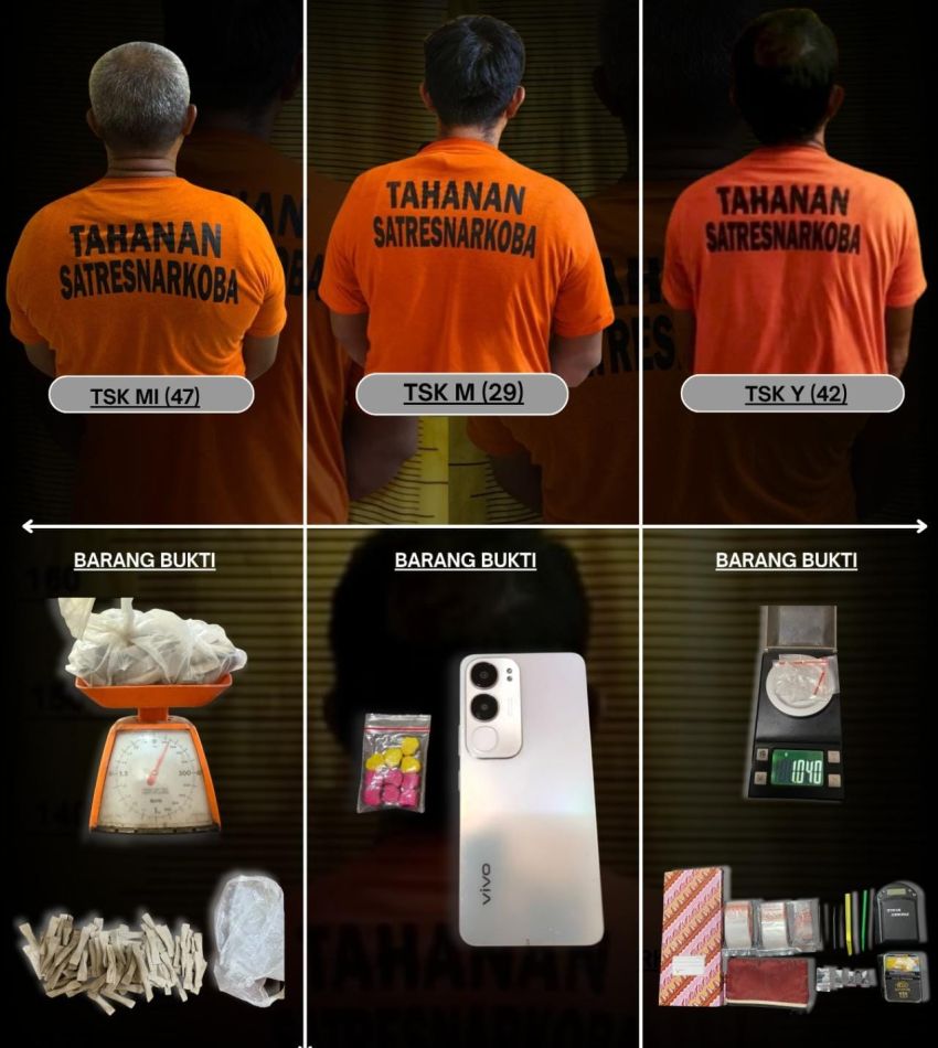 Tiga Terduga Pengedar Narkoba Diciduk Satresnarkoba Polres Binjai