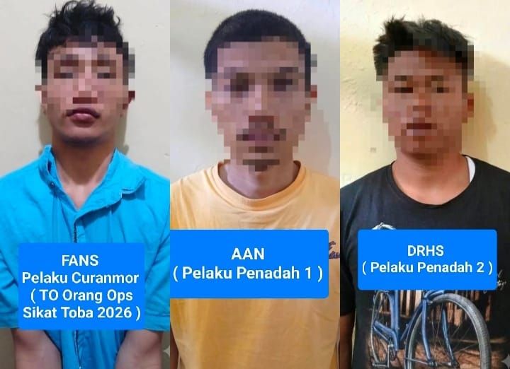 Curi Motor di Tampahan, Pelaku dan Dua Penadah Ditangkap Polres Toba