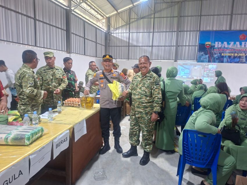 Polsek Talawi Hadiri Bazar Murah Kodim 0208/Asahan