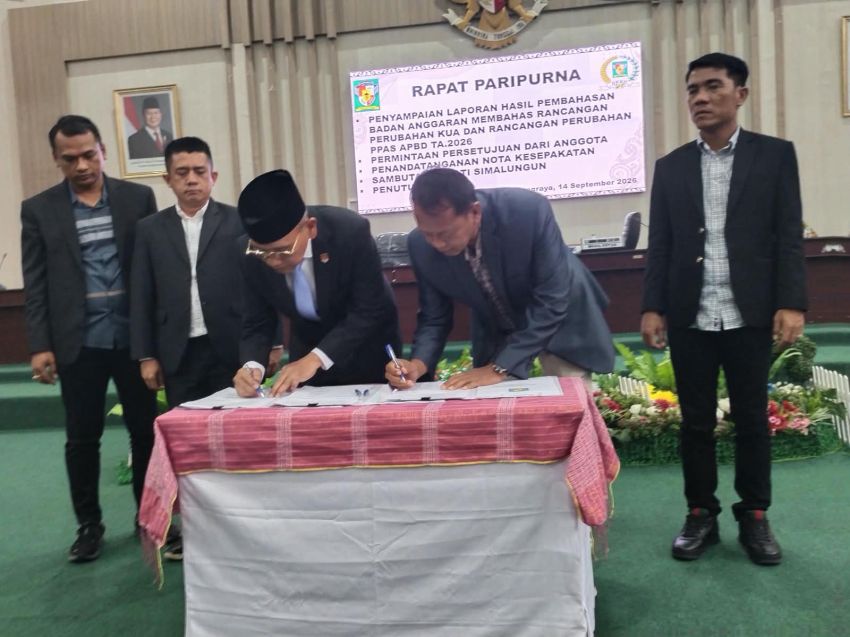 DPRD dan Bupati Simalungun Tandatangani Nota Kesepakatan Rancangan Perubahan KUA PPAS APBD TA 2026