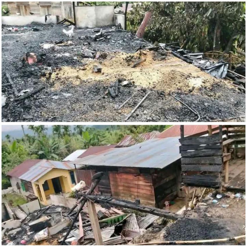 Dua Rumah Warga di Si Dua Bahal Taput Ludes Terbakar