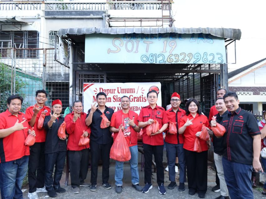 DPC PDIP Medan Gelar Dapur Umum, Bagikan Ratusan Porsi Makanan Gratis