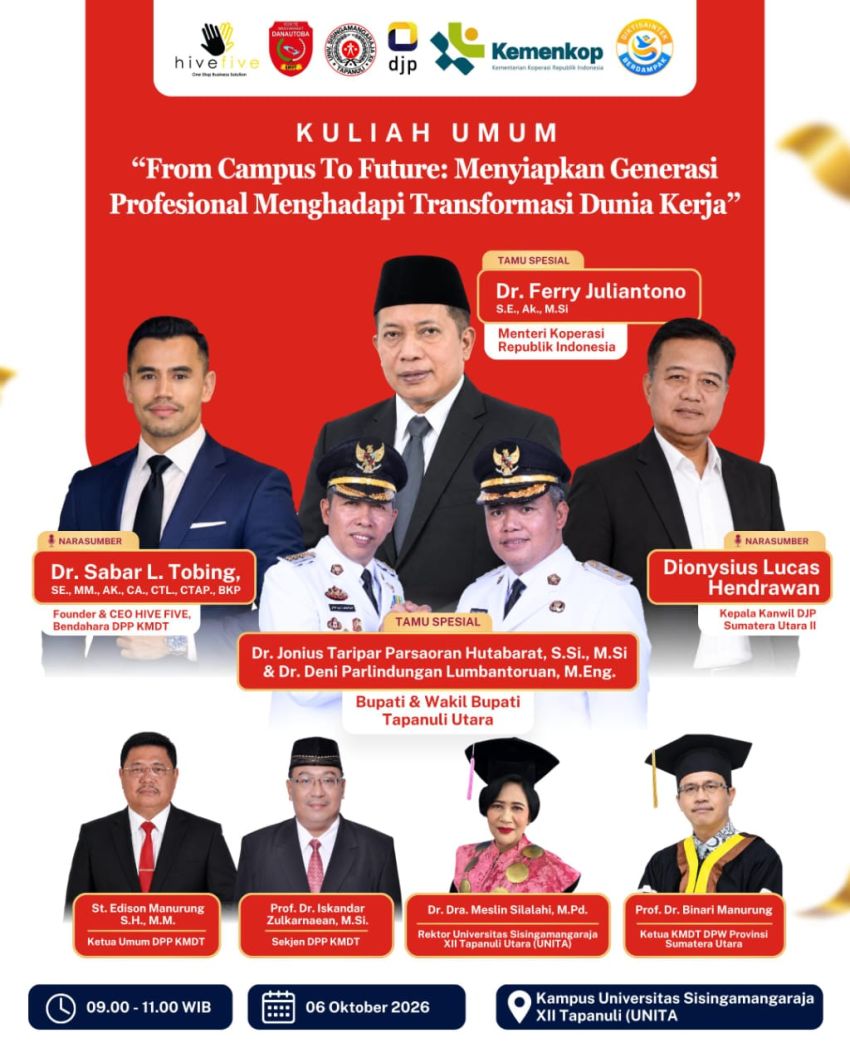 6 Oktober, Menteri Koperasi Jadi Tamu Spesial Kuliah Umum di UNITA, Sekaligus Resmikan KDMP Sejahtera di Porsea