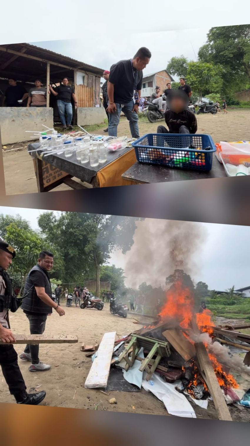 Sarang Narkoba Gang Pantai Digerebek Polrestabes Medan, Sejumlah Pelaku Lompat ke Sungai, Sabu dan Ganja Disita
