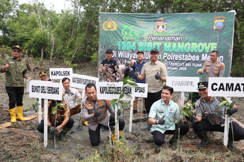 Green Policing Polrestabes Medan, 1.994 Bibit Mangrove Ditanam untuk Selamatkan Pesisir