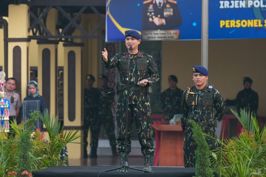 Pimpin Apel di Mako Brimob, Kapolda Sumut Sampaikan Pesan Kapolri dan Apresiasi Kinerja Personel