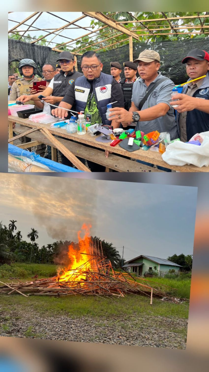 Digerebek Lagi Sama Polrestabes Medan, 6 Barak Narkoba di Serbajadi Dibumihanguskan